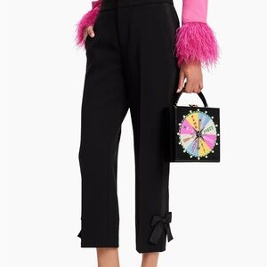 Kate Spade Elegant Black cropped tuxedo Trousers with bows